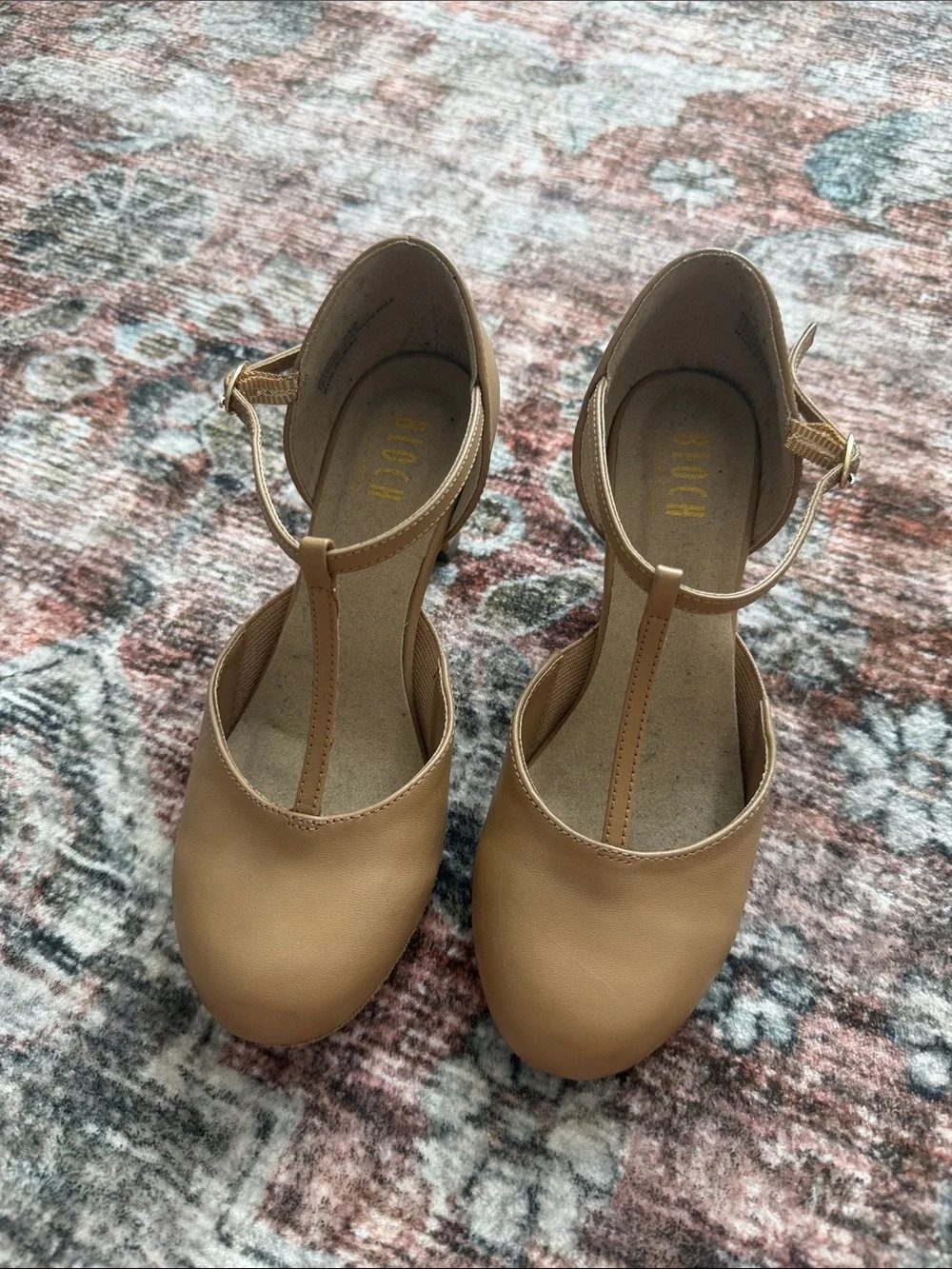 Bloch T-Strap Ankle Strap Heels in Tan